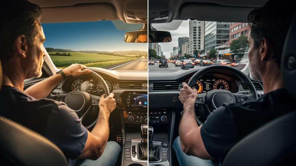 Comparaison photo réaliste boîte automatique versus boîte manuelle pendant 10 heures de test au volant