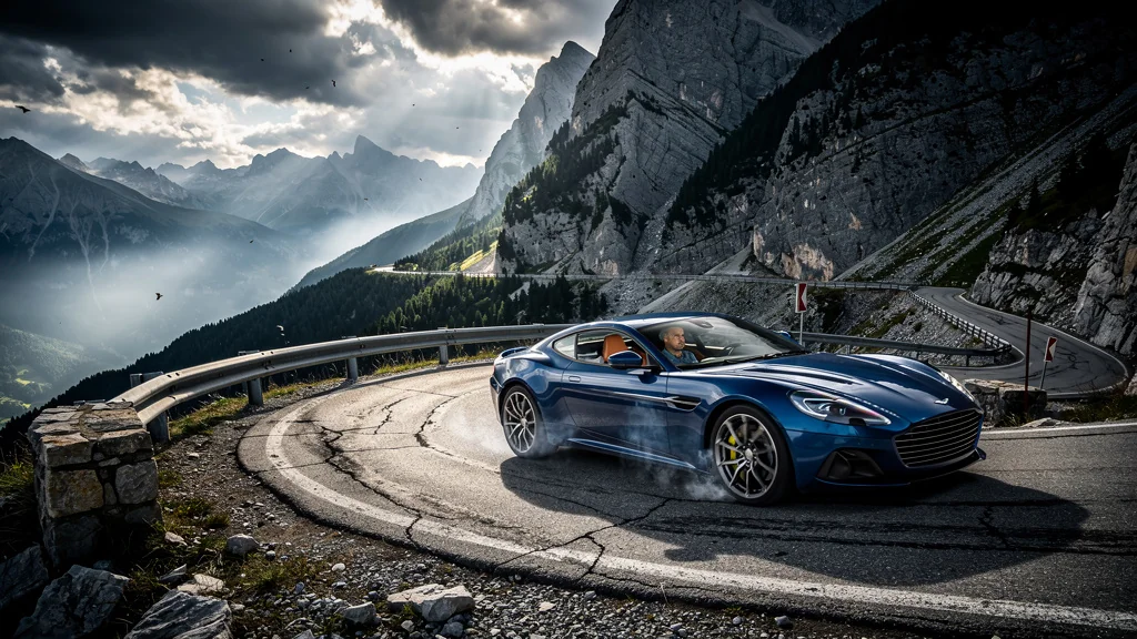 Conduite hyper-réaliste sur les lacets du col d’Aubisque en montagne avec freinage intense