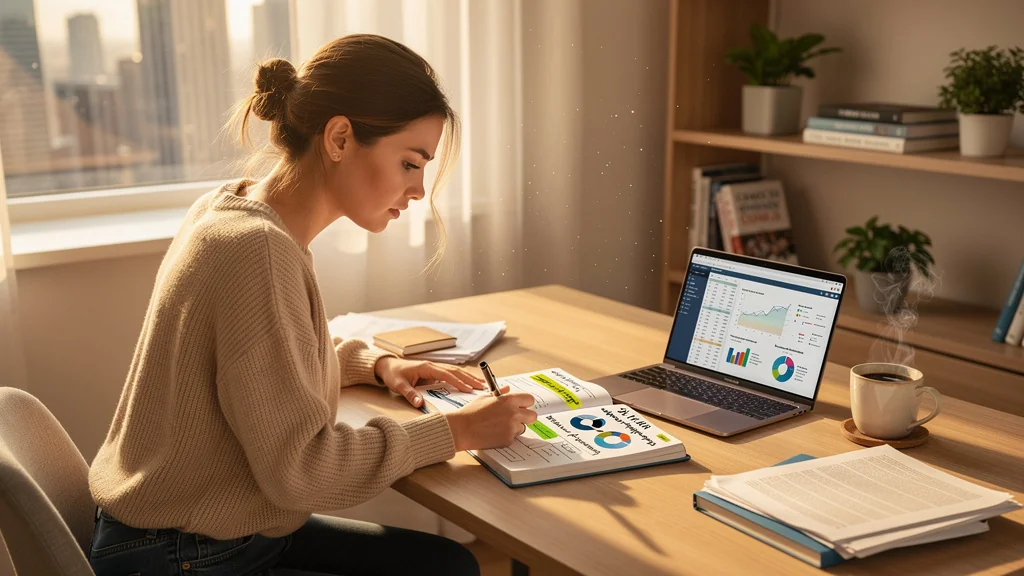 Femme réfléchissant au choix entre forfait 20 heures et paiement horaire, ambiance bureau moderne lumineux