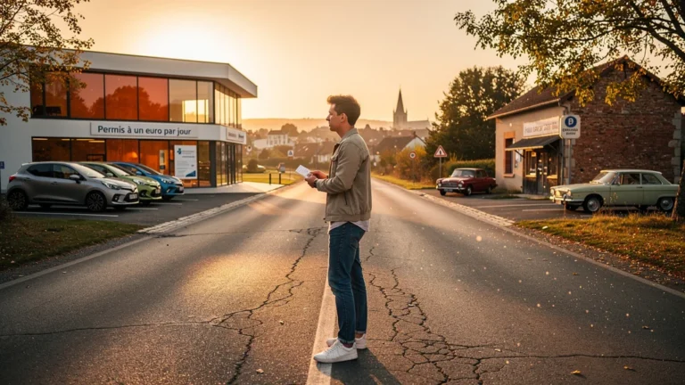 Jeune adulte hésitant entre permis à un euro par jour et financement classique, reflet d’un choix crucial
